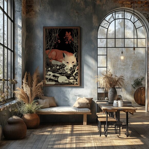 Original Red Fox With Skulls Art Print + Digital Copy - Picture 9 of 10